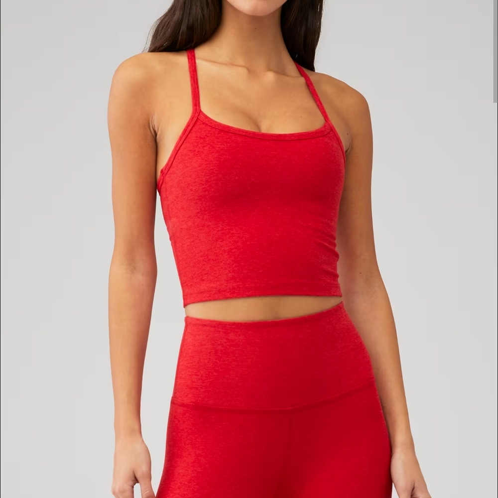 Beyond Yoga Red Sports Bra and Leggings Set